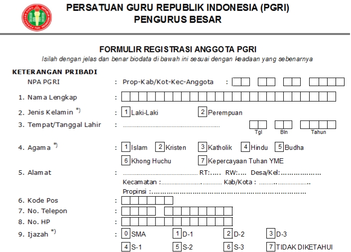 Pendaftaran PGRI Kab. Pamekasan - Persatuan Guru Republik Indonesia Cabang Kab. Pamekasan